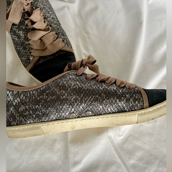 Lanvin Dark Silver Snakeskin Sneakers 38 - Picture 6 of 11